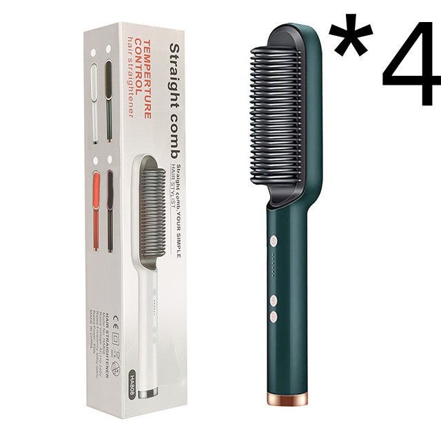 New 2 In 1 Hair Straightener Hot Comb Negative Ion Curling Tong Dual-purpose Hair Brush
