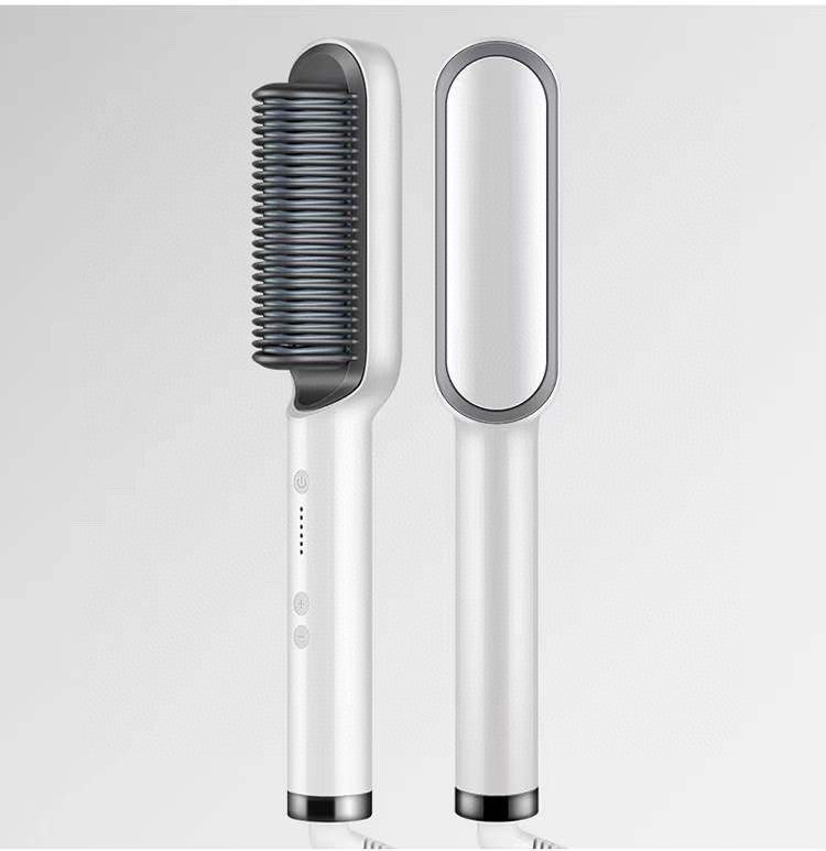 New 2 In 1 Hair Straightener Hot Comb Negative Ion Curling Tong Dual-purpose Hair Brush