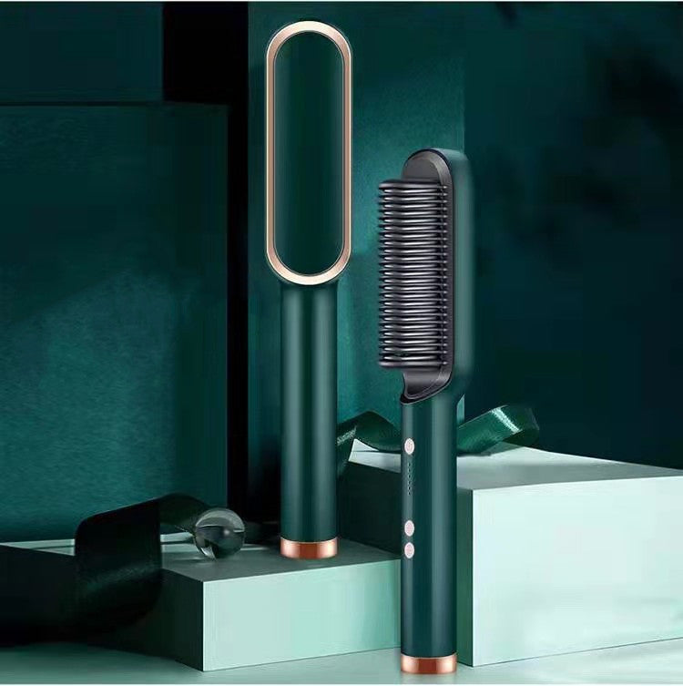 New 2 In 1 Hair Straightener Hot Comb Negative Ion Curling Tong Dual-purpose Hair Brush