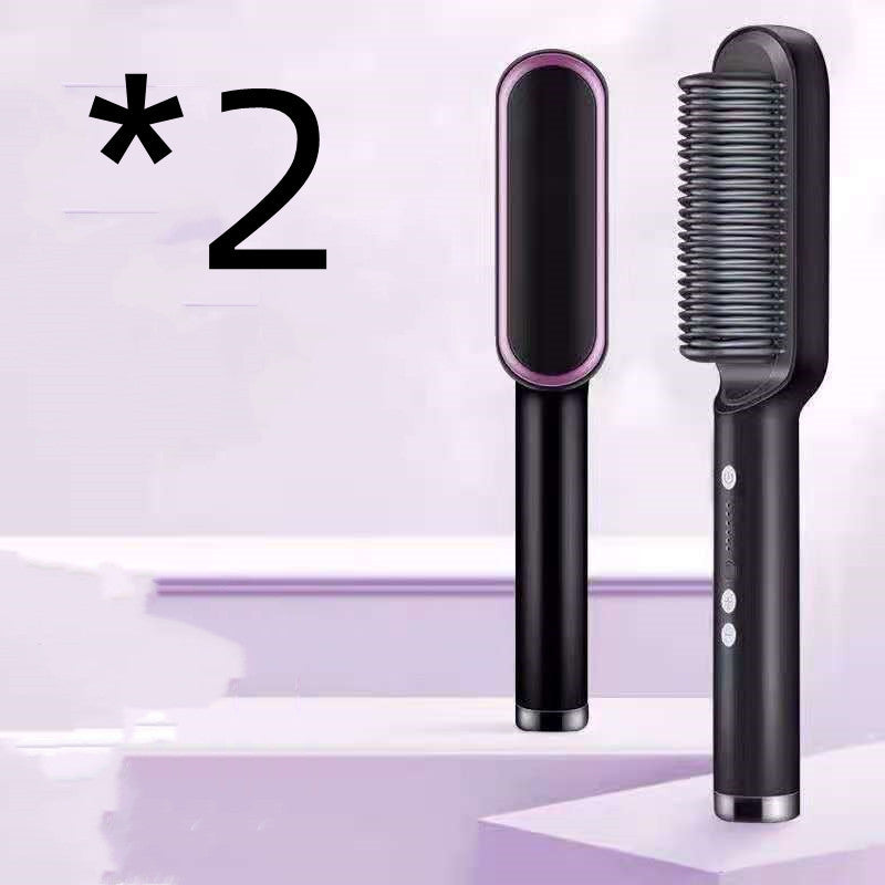 New 2 In 1 Hair Straightener Hot Comb Negative Ion Curling Tong Dual-purpose Hair Brush