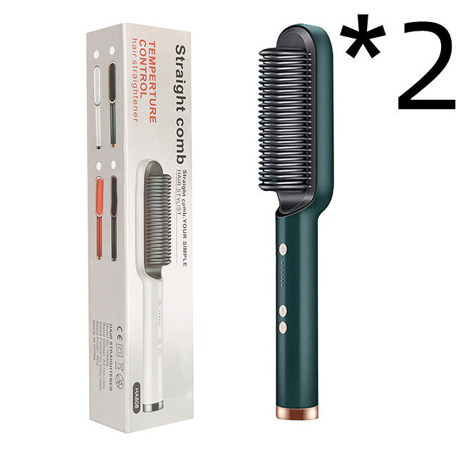 New 2 In 1 Hair Straightener Hot Comb Negative Ion Curling Tong Dual-purpose Hair Brush