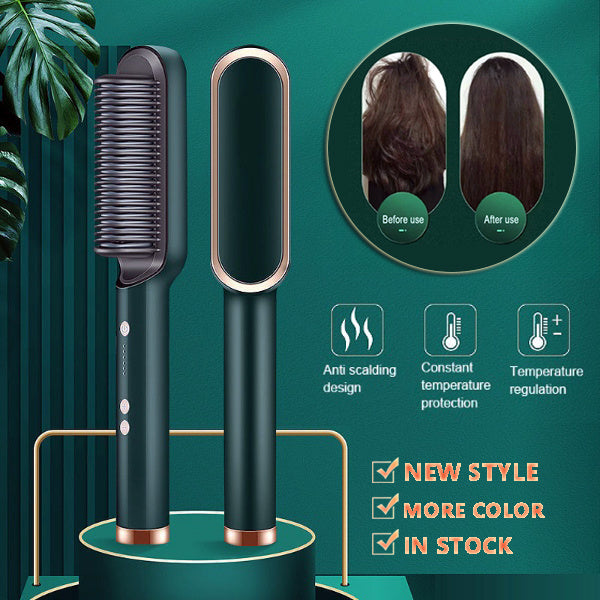 New 2 In 1 Hair Straightener Hot Comb Negative Ion Curling Tong Dual-purpose Hair Brush