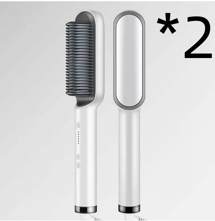 New 2 In 1 Hair Straightener Hot Comb Negative Ion Curling Tong Dual-purpose Hair Brush