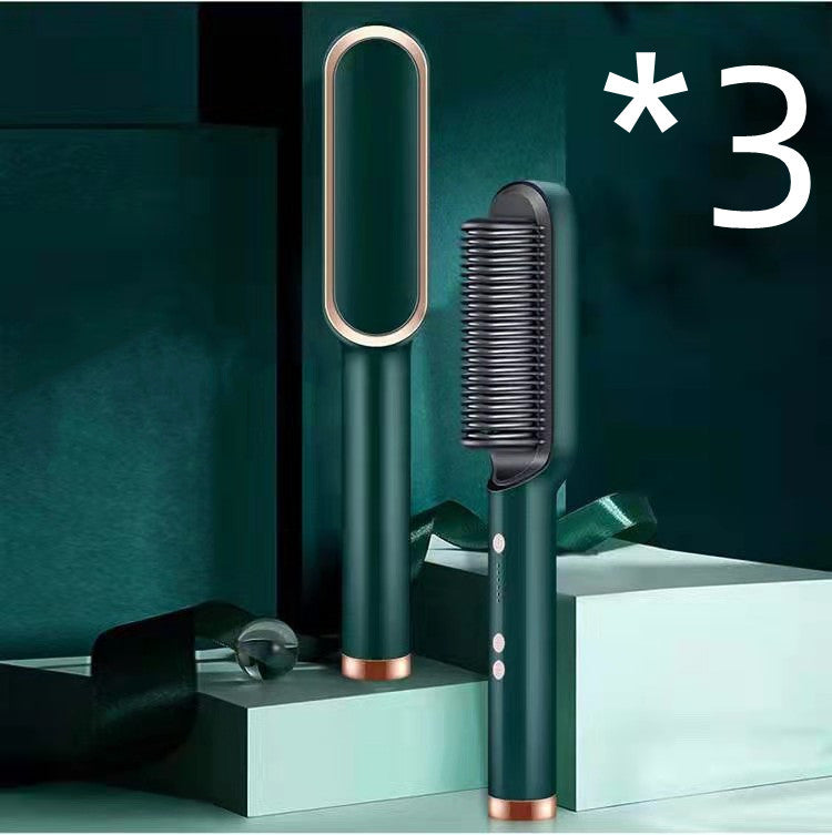 New 2 In 1 Hair Straightener Hot Comb Negative Ion Curling Tong Dual-purpose Hair Brush