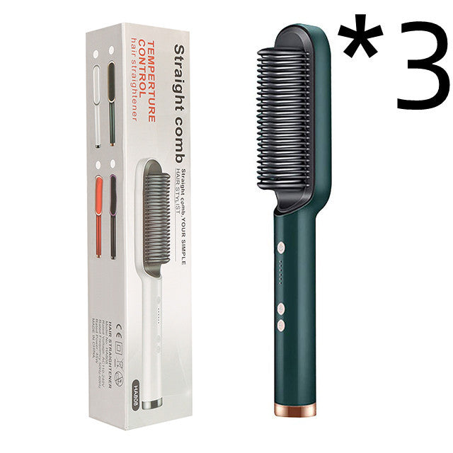 New 2 In 1 Hair Straightener Hot Comb Negative Ion Curling Tong Dual-purpose Hair Brush