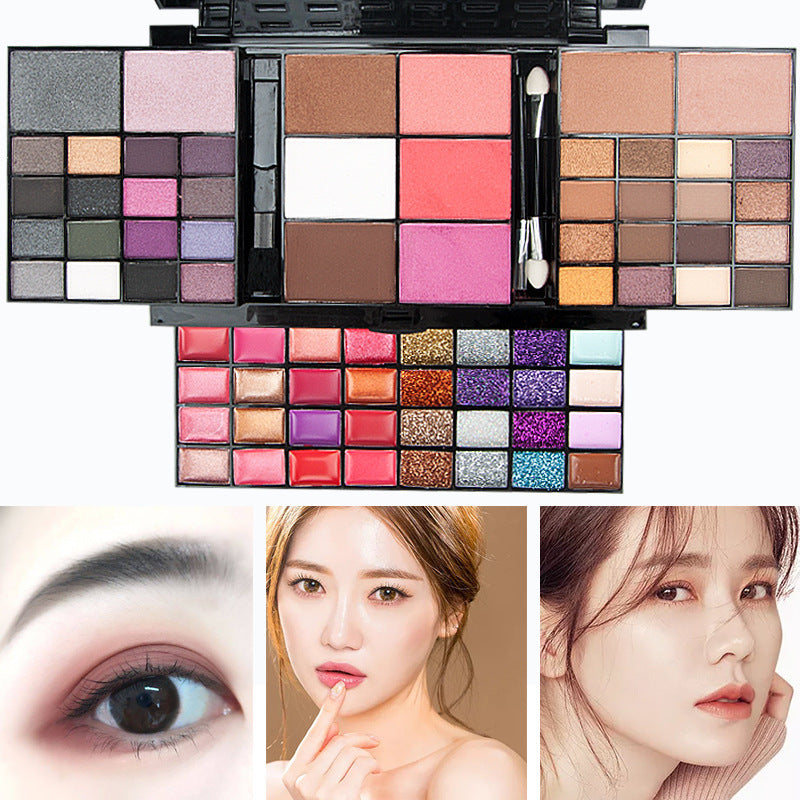 74 Colors Makeup Set Lip Gloss Blush Eyeshadow Highlight Combination Plate Makeup Set