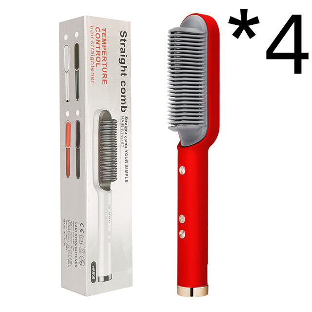 New 2 In 1 Hair Straightener Hot Comb Negative Ion Curling Tong Dual-purpose Hair Brush