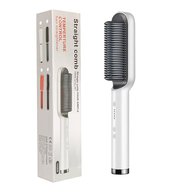 New 2 In 1 Hair Straightener Hot Comb Negative Ion Curling Tong Dual-purpose Hair Brush