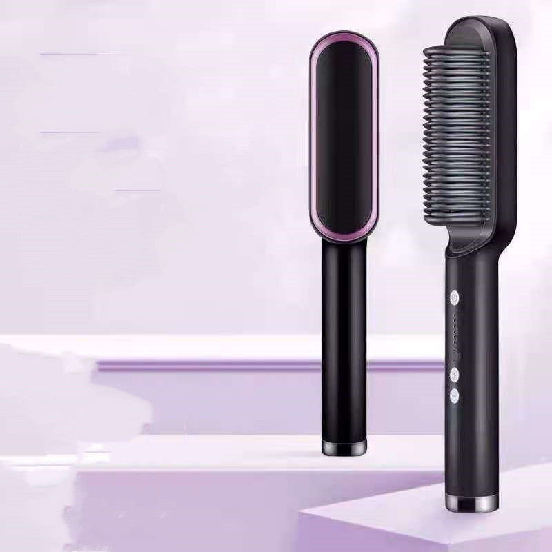New 2 In 1 Hair Straightener Hot Comb Negative Ion Curling Tong Dual-purpose Hair Brush