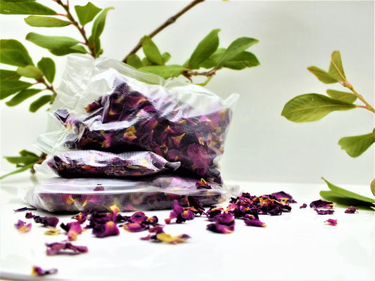 Rose Bath confetti, Dissolvable botanical bath bags