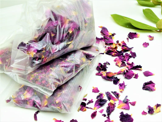 Rose Bath confetti, Dissolvable botanical bath bags