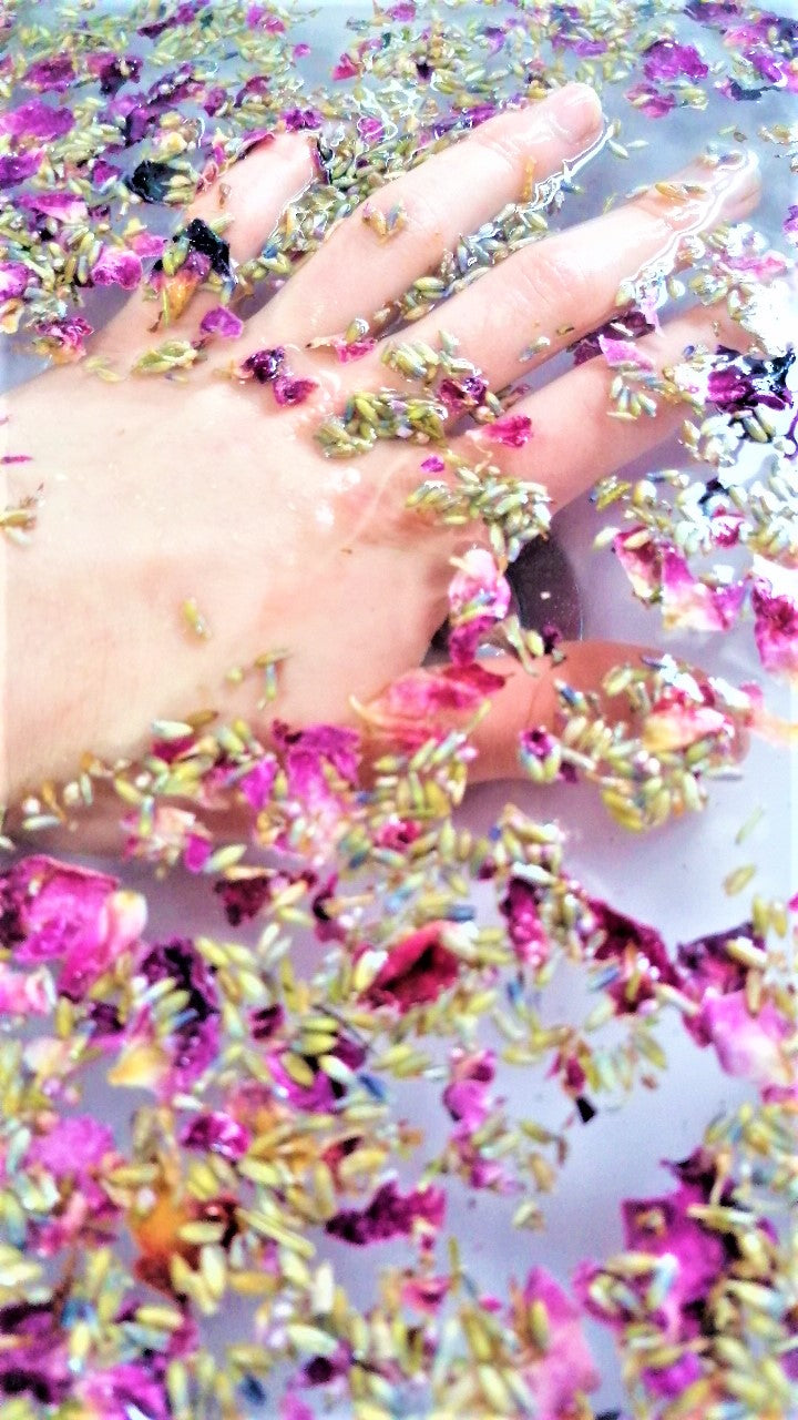 Rose Bath confetti, Dissolvable botanical bath bags
