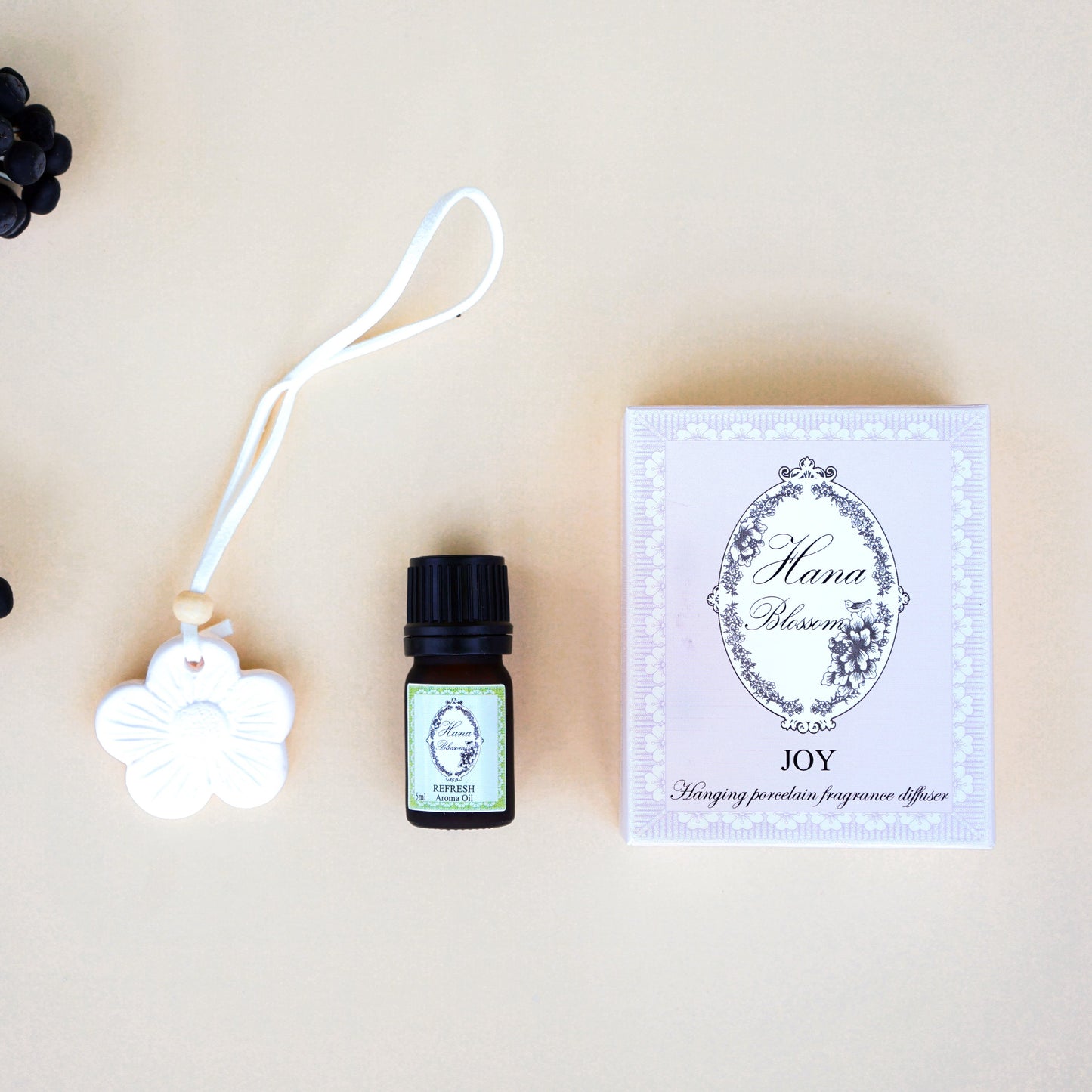 Hanging Flower Porcelain Room Diffuser with Refresh Bergamot Aroma Oil