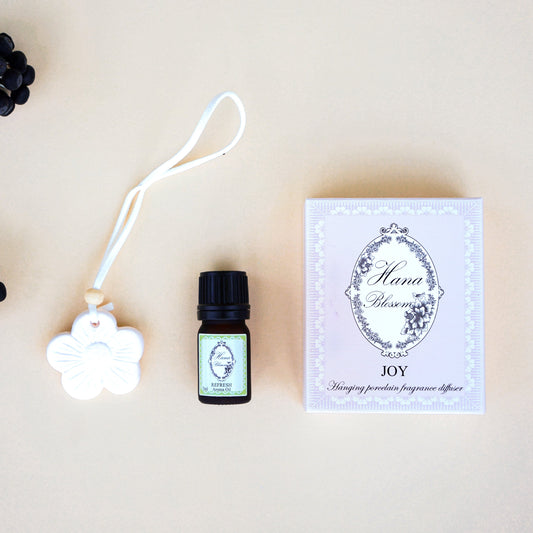 Hanging Flower Porcelain Room Diffuser with Refresh Bergamot Aroma Oil