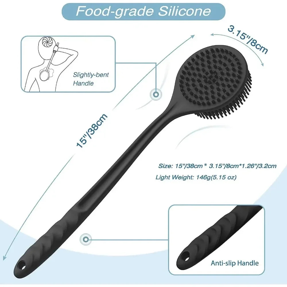 1pc Bath Soft Back Scrubber Brush Bath Shower Sponge for Scrubbing Brush with Handle Exfoliating Scrub Skin Massager Back Washer