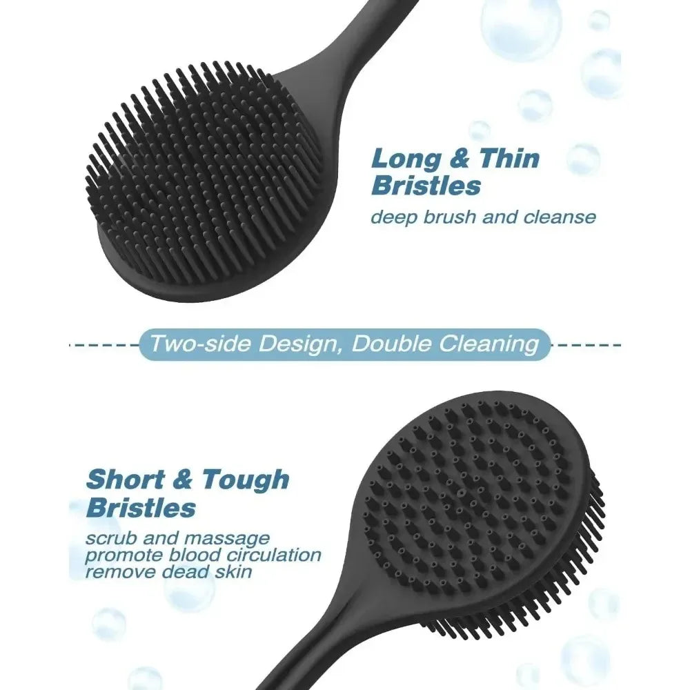 1pc Bath Soft Back Scrubber Brush Bath Shower Sponge for Scrubbing Brush with Handle Exfoliating Scrub Skin Massager Back Washer