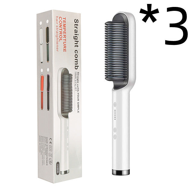 New 2 In 1 Hair Straightener Hot Comb Negative Ion Curling Tong Dual-purpose Hair Brush