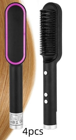 New 2 In 1 Hair Straightener Hot Comb Negative Ion Curling Tong Dual-purpose Hair Brush