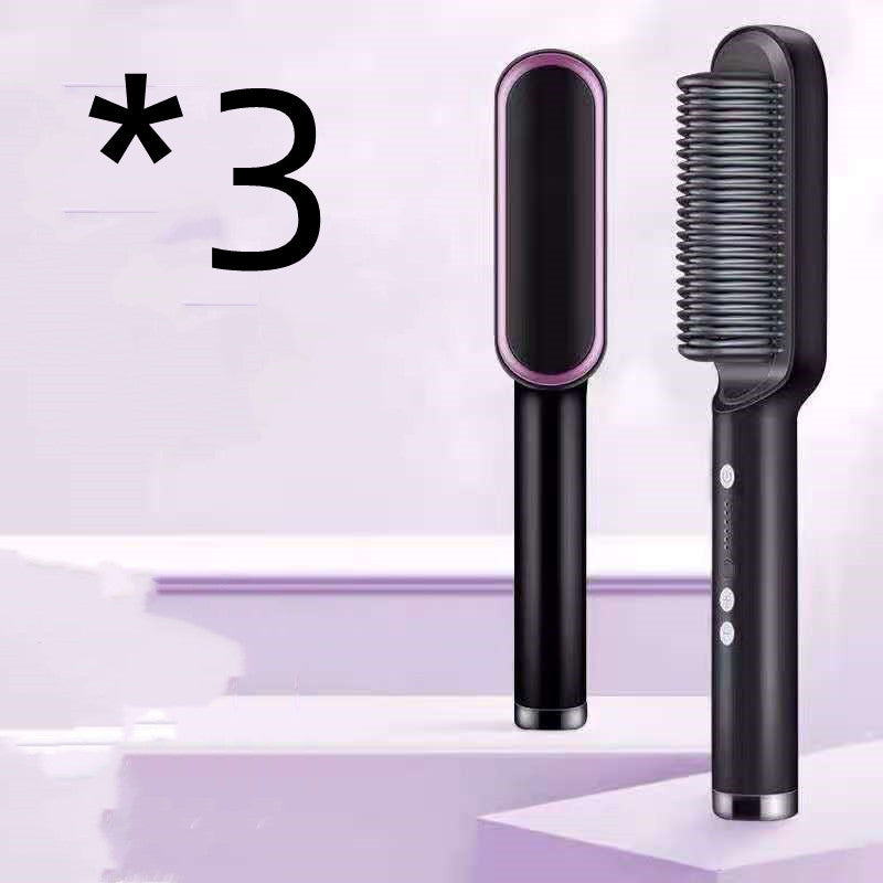 New 2 In 1 Hair Straightener Hot Comb Negative Ion Curling Tong Dual-purpose Hair Brush