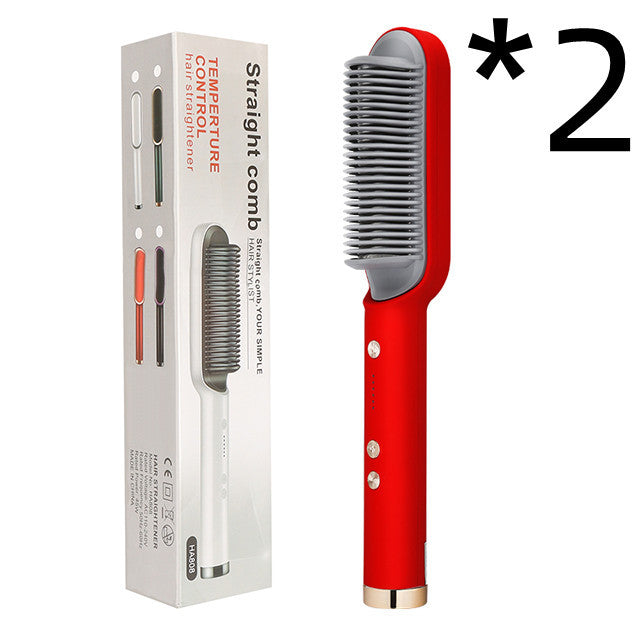 New 2 In 1 Hair Straightener Hot Comb Negative Ion Curling Tong Dual-purpose Hair Brush