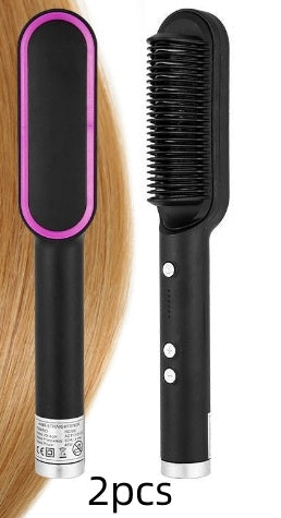 New 2 In 1 Hair Straightener Hot Comb Negative Ion Curling Tong Dual-purpose Hair Brush