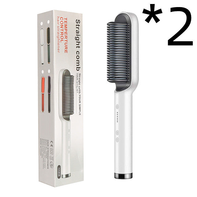 New 2 In 1 Hair Straightener Hot Comb Negative Ion Curling Tong Dual-purpose Hair Brush