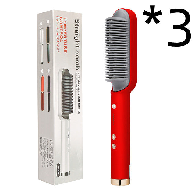 New 2 In 1 Hair Straightener Hot Comb Negative Ion Curling Tong Dual-purpose Hair Brush