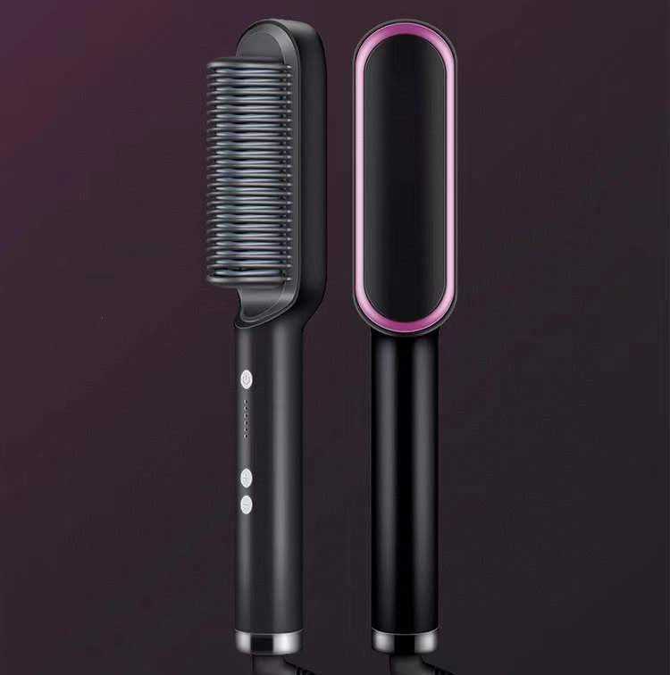 New 2 In 1 Hair Straightener Hot Comb Negative Ion Curling Tong Dual-purpose Hair Brush