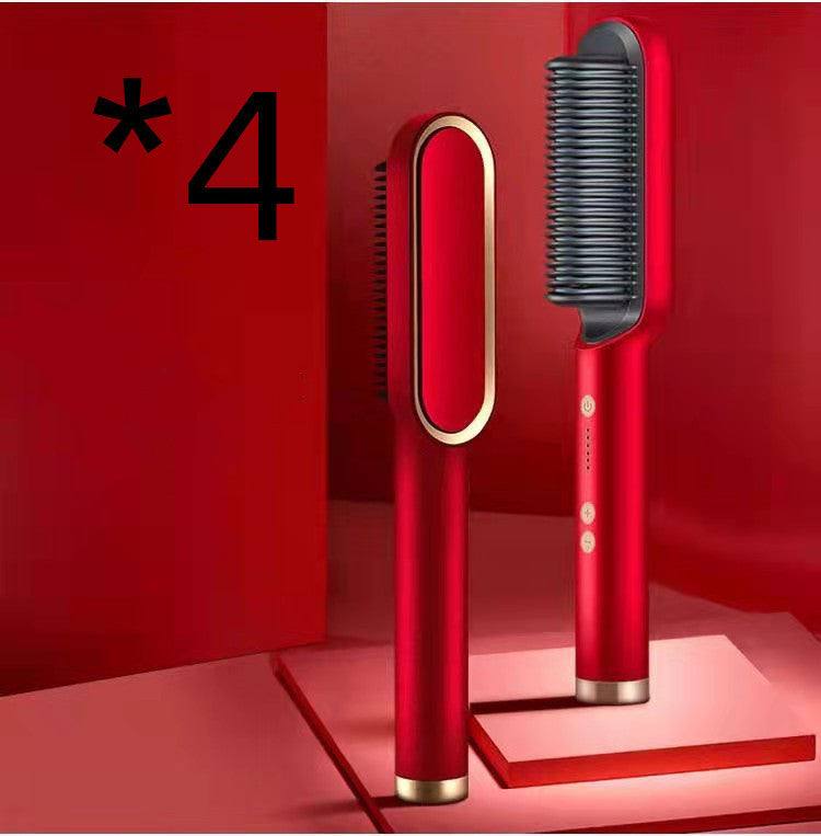 New 2 In 1 Hair Straightener Hot Comb Negative Ion Curling Tong Dual-purpose Hair Brush